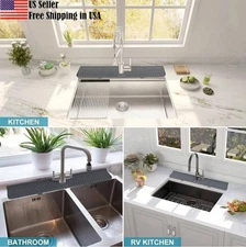 Kitchen Faucet Sink Splash Guard Silicone Drain Pad Water Catcher Tray Slip Mat