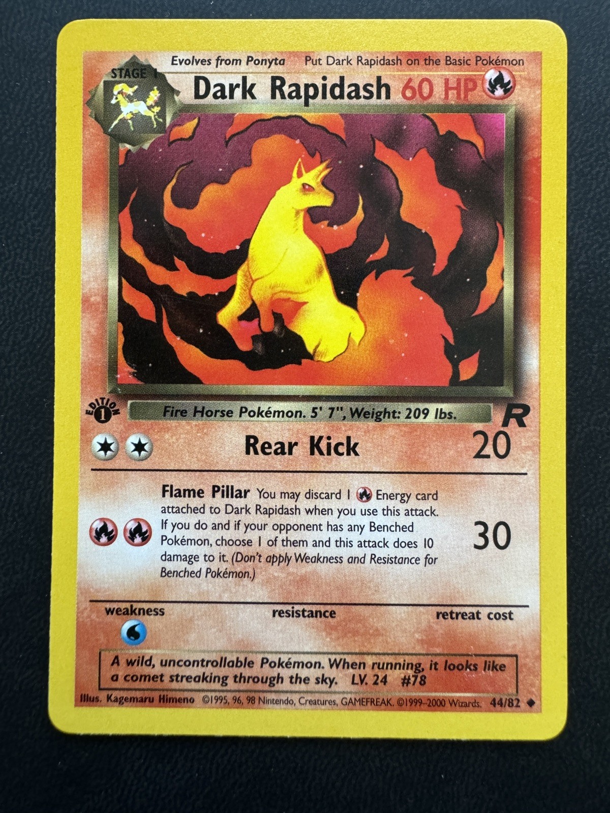 Dark Rapidash 1st Edition Pokemon TCG Team Rocket 44/82 NM