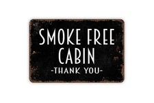 Smoke Free Cabin No Smoking Metal Wall Art Sign
