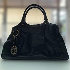 GUCCI Borsa a mano Solid Sukey Tote Bag Pelle Magnetica Nero Oro Ferramenta dal Giappone