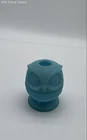 Fenton Blue Satin Glass Owl Fairy Lamp Tealite Holder Vintage 2 Piece