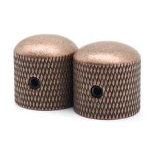 2x Metal Guitar Control Volume Tone Dome Knobs with Inner Hexagon Red Copper