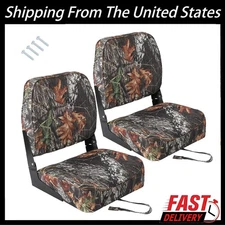Low Back Boat Seats ,2 Pack Folding Fishing Boat Seat Sponge Padding Chair Camo