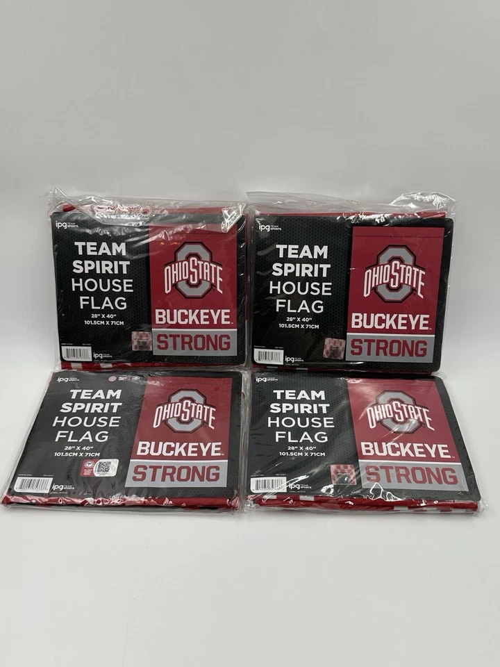 Ohio State Buckeye Flag Strong House 28 In X 40 In Team Spirit New  Lot Of 4 - Image 2 of 4