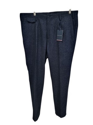Tommy Hilfiger Lardini Herren Slim Fit Dunkelblau Weiche Wolle Hose, Gr. 38 W Neu mit Etikett