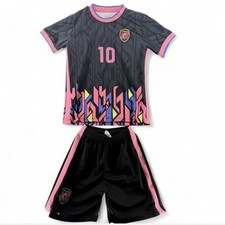 Kids Soccer Jersey  Shorts Set Messi 10 Youth Size 26 Black  Pink Age 10-11