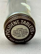 Polident Tablets Vintage Glass Bottle Denture CLeaner Metal Lid