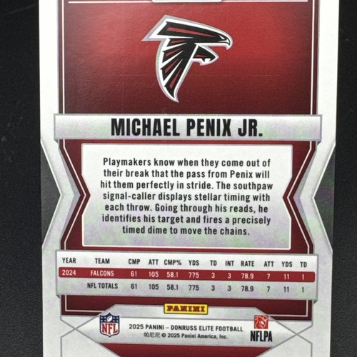 2025 Donruss Elite #47 - Michael Penix Jr. - Oro /10 - Foto 13 di 15