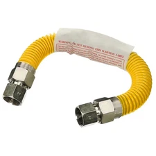 PLUMBFLEX 12 Inch Gas Connector with Fittings, Yellow Coated Gas Connector, 1/2"