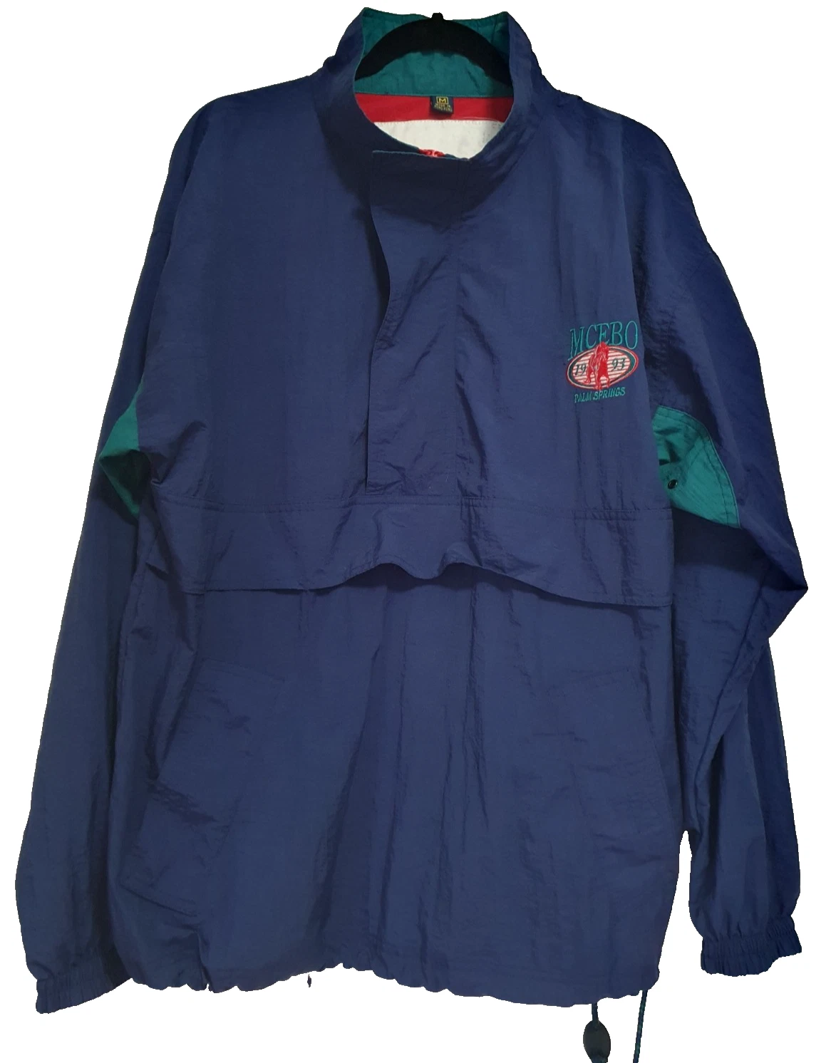 Vintage 1993 Color Block Wind Breaker Gear for Sports Palm Springs Horse Sz M