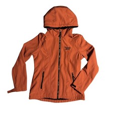 Reebok Womens Softshell Jacket Sz Small Hooded Zip Up Lined Cozy Travel Fitted