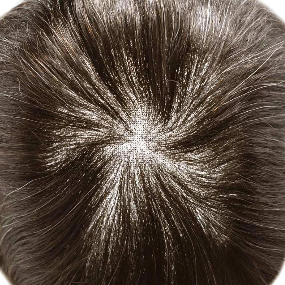 Swiss Lace Front Mens Toupee Poly Skin Hairpieces Human Hair Replacement System - Image 3 of 4