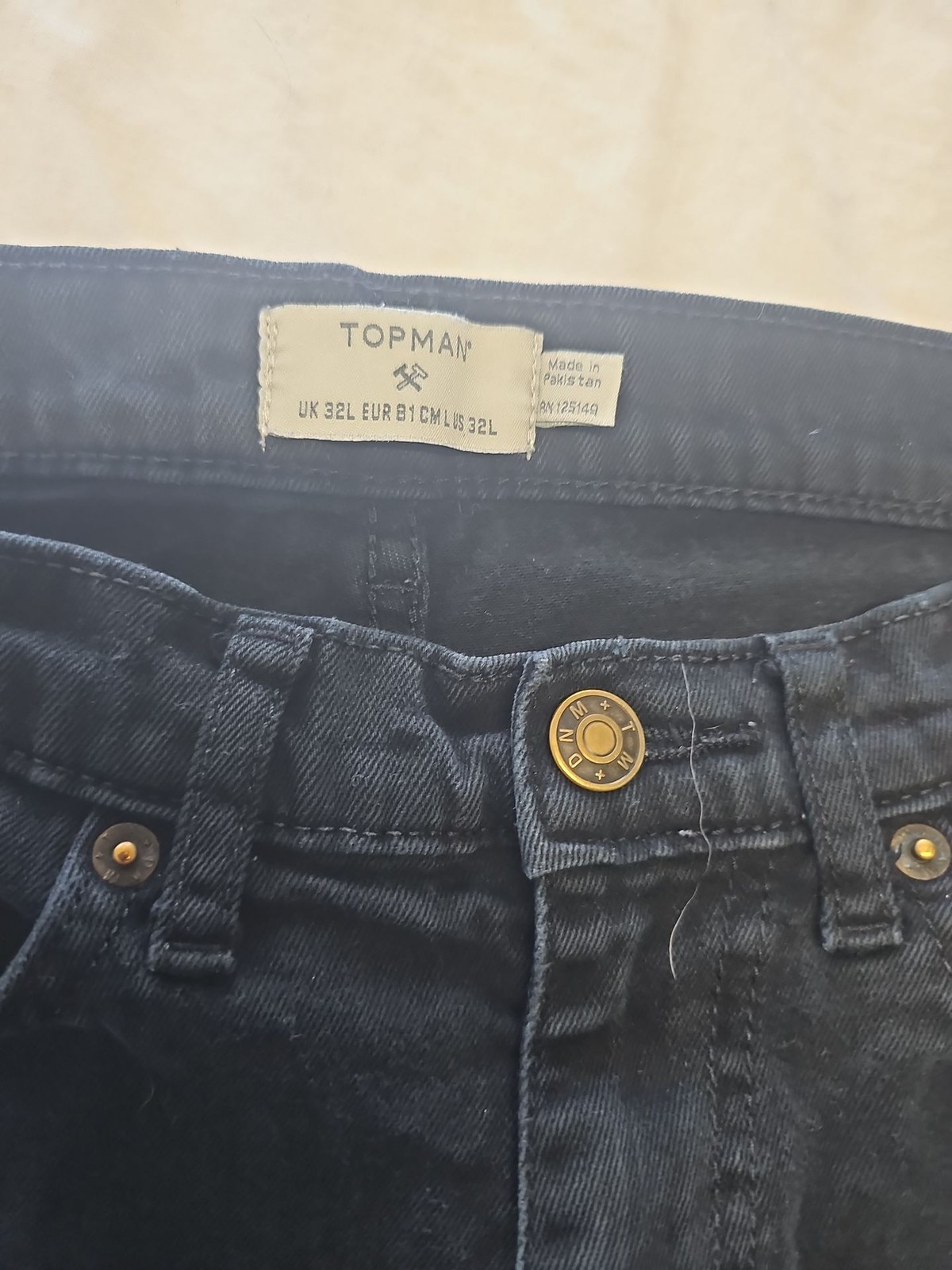 Topman Mens Black Skinny Jeans W32 L32 TT1094 image 2