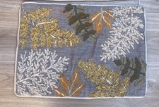 Bee  Willow Leaf Floral Embroidered Throw Pillow Cover 14x20 NEVER USED