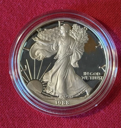 1oz 1988 S American Eagle Walking Liberty Silver Dollar Proof With COA
