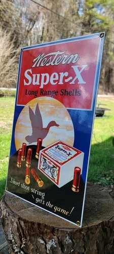 Winchester Western Super X Long Range Game Shotgun Shells vintage Porcelain sign