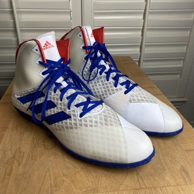 Adidas Mat Wizard 4, Men's Wrestling Shoes, White/Red/Blue Size 15, BC0533