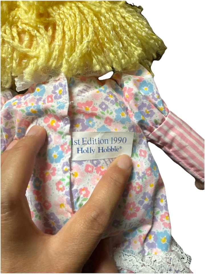 HOLLY HOBBIE Fancy Treat Rag Doll 1st Edition Plush Vtg Floral Mattel 1990 RARE - Image 3 of 4