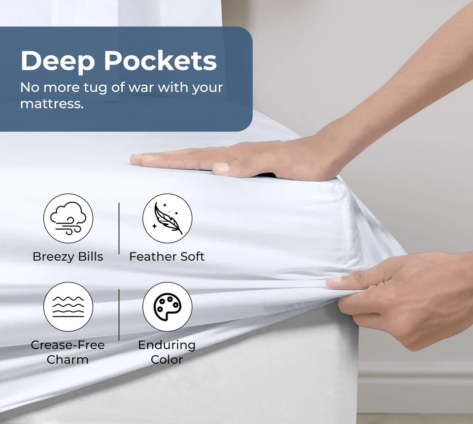 Sábana bajera 100 % algodón orgánico - tejido percal - bot de bolsillo profundo súper suave... Foto 4 de 4