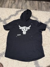 Under Armour Men's Project Rock Charged Cotton Short Sleeve Hoodie Black Sz: Xl