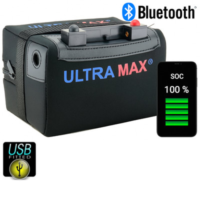 Ultramax 18-27 Loch Lithium Golf Akku für Motocaddy mit Bluetooth und USB