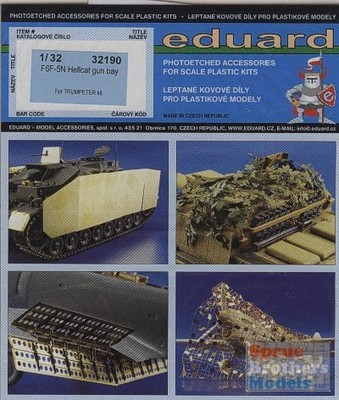 EDU32190 1:32 Eduard PE - F6F-5N Hellcat Gun Bay Detail Set (TRP kit) #32190