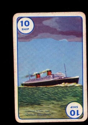 CUNARD WHITE STAR QUEEN ELIZABETH EINZELKARTE VINTAGE PEPYS SPEED SPIEL 3. AUFLAGE