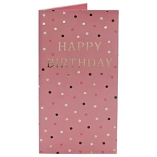 Birthday Money Wallet with Gold Foil Wording and Envelope Pink Spotty Design