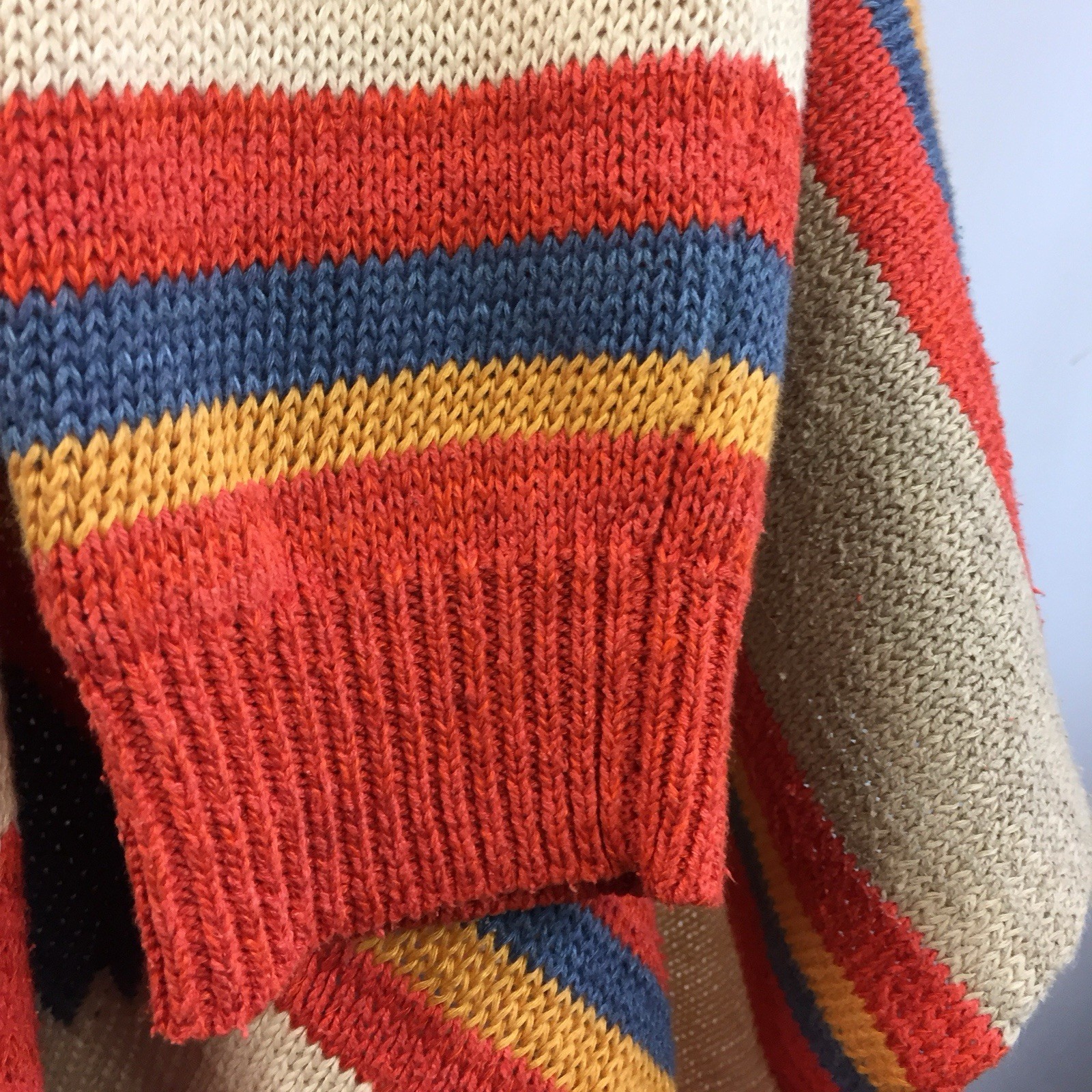 Lauren Ralph Lauren Linen Blend Open Cardigan Aztec Southwest Wrap Shawl S/M