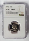 1962 Silver Proof Washington Quarter NGC PF67 CAMEO