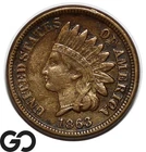 1863 Indian Head Cent Penny, Civil War Date, Near Gem BU+