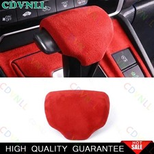 Cubierta de perilla de cambio de marchas consola central de gamuza roja para Honda CR-V 2017-2022 1*