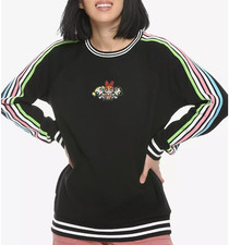 BNWT Powerpuff Girls Retro Striped Black Raglan Sweatshirt, Size S