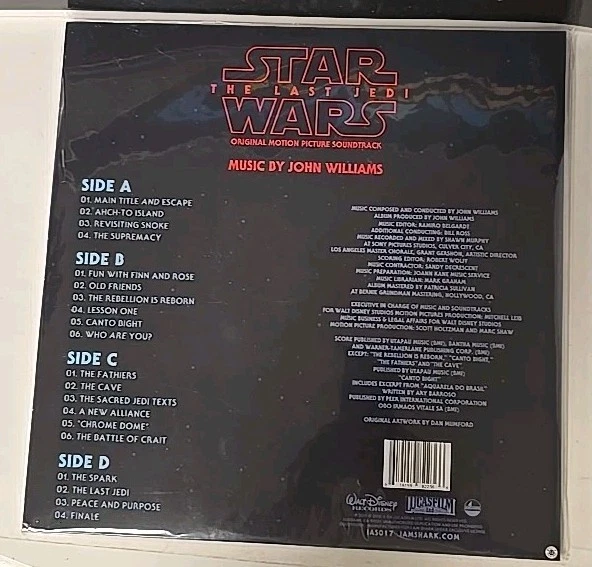 STAR WARS VIII 8: The Last Jedi - 2 VINYL RECORD LP - I AM SHARK - John Williams Foto 2 de 2