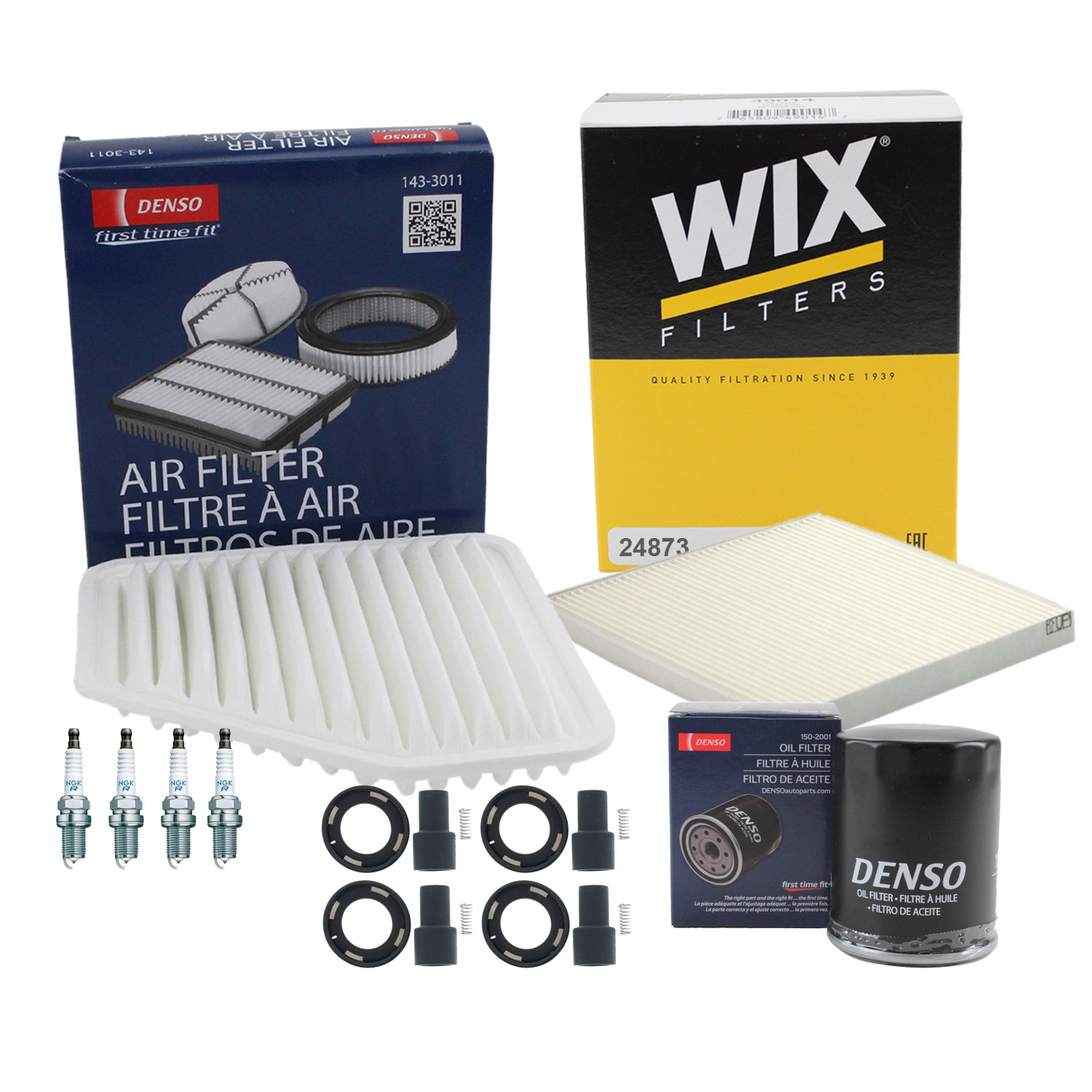 Denso Tune Up Kit NGK 4 Spark Plugs  Boots Kit for Corolla Matrix 1.8l L4 Vin R