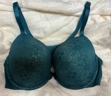 Lane Bryant Cacique Bra Size 46DD Green Boost Plunge Metallic Front Closure