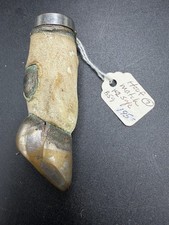 Antique Deer Foot Shaped Spring Hinged Match Safe Vesta Case With Striker