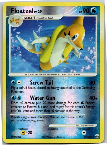 Floatzel 26/130 Rare Diamond & Pearl Pokemon Reverse Holo MP