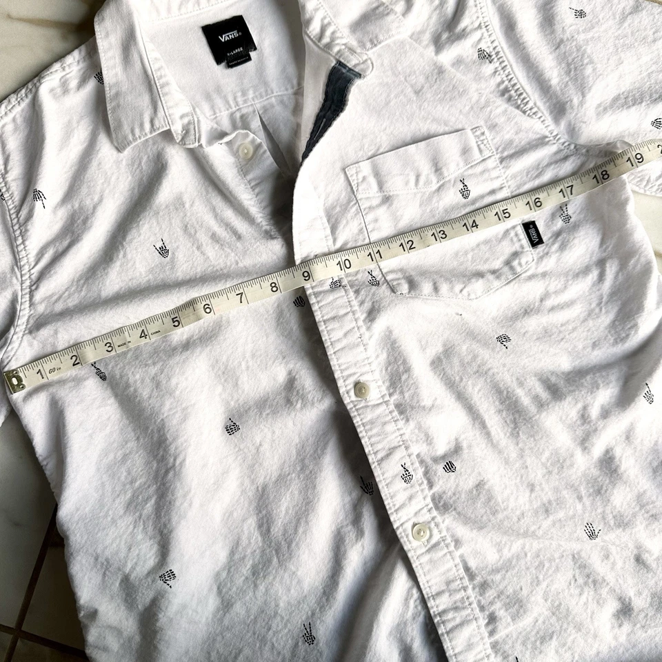 Camisa informal unisex Vans blanca esqueleto signos a mano fuera de la pared XL Foto 4 de 4
