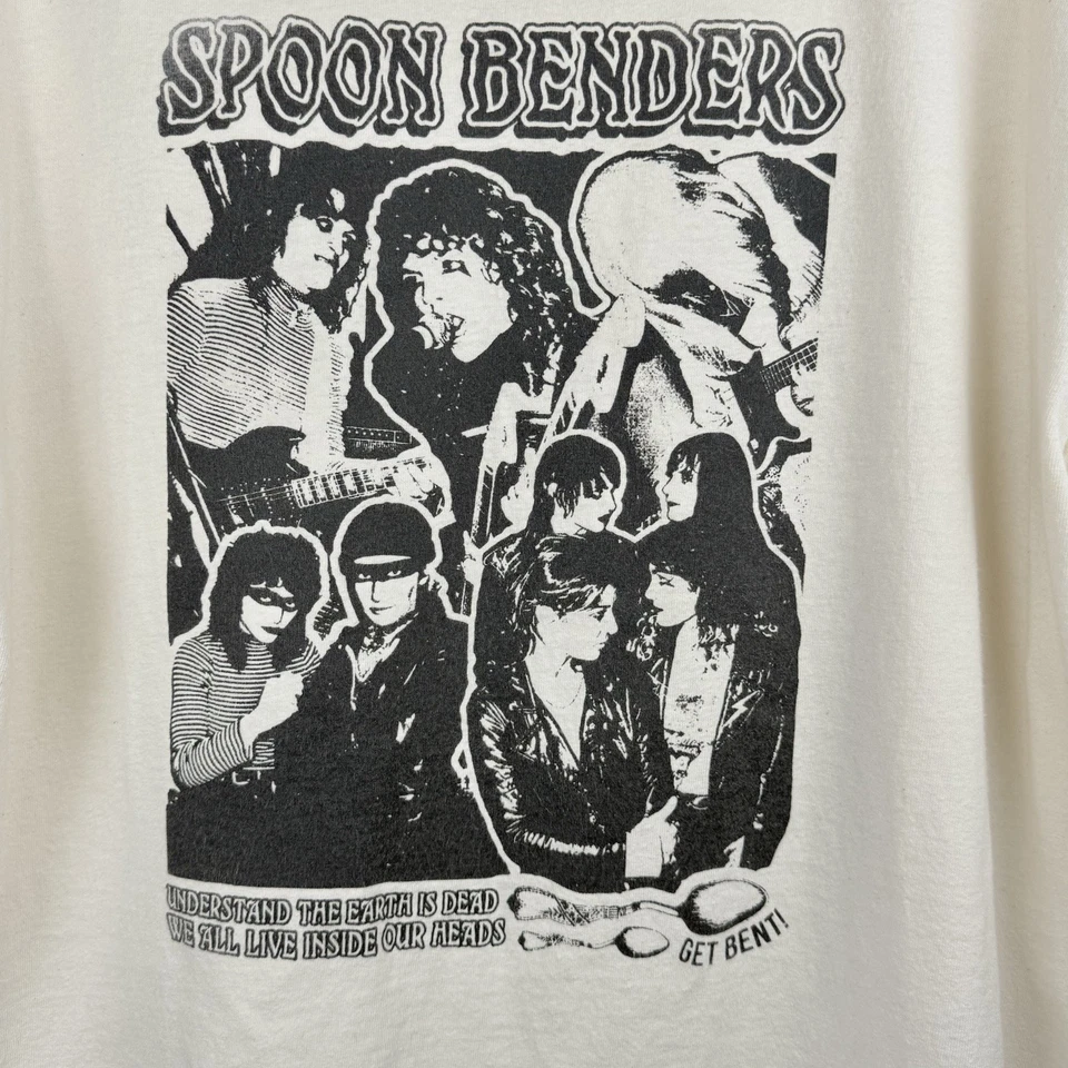 Camiseta Spoon Benders para hombre banda de heavy metal talla XL Portland Rock Band blanco roto Foto 2 de 4