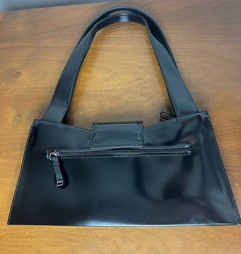 Borsa a tracolla vintage Guess nera brevettata Y2K borsa rettangolare retrò usata in ottime condizioni - Foto 7 di 22