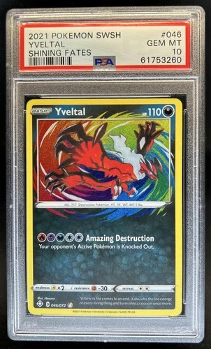2021 Pokemon SWSH Shining Fates Yveltal #046/072 PSA 10 GEM MINT