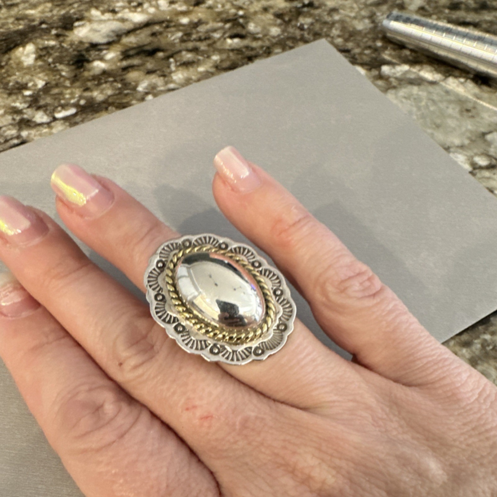 Mexico Sterling Silver Statement Ring Adjustable … - image 6