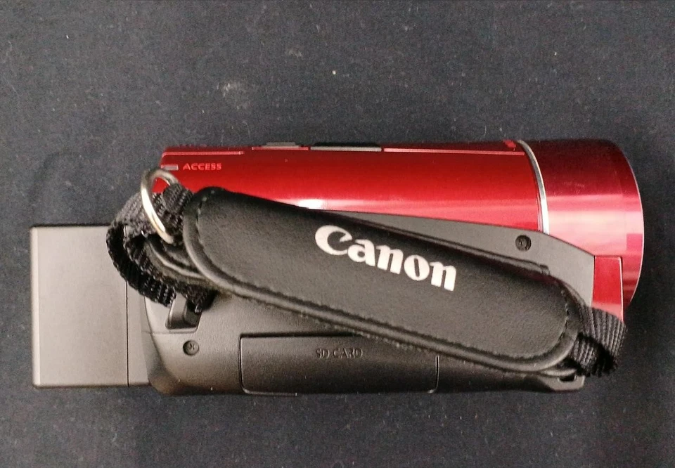 Canon IVIS HF M52 Video Camera Red w/ Battery, Power Cable Tested Used Japan - Image 4 of 4