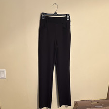Women's Black Dress Pants Straight Leg Solid Polyester Spandex 33 Inseam Medium