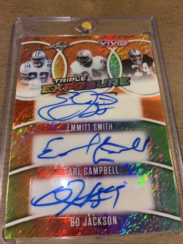 Emmitt Smith Earl Campbell Bo Jackson 1/1 Triple Auto 2025 Leaf Vivid Triple