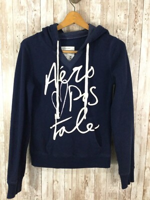 Aeropostale Hooded Sweatshirt  Navy Blue Logo Juniors Size Medium Soft