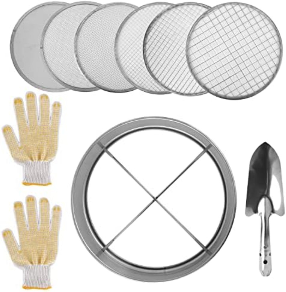 Setaccio Terreno SAVITA Acciaio 20cm: Kit 5-in-1 con Maglie Variabili