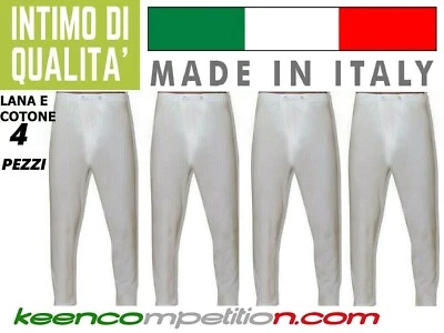 INTIMO DI QUALITÀ ★ 4 MUTANDE UOMO IN LANA E COTONE GAMBA LUNGA APERTURA E BOTTONI MADE IN ITALY ★