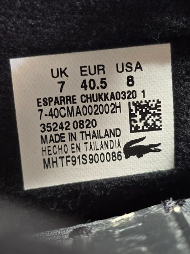 Botines negros de gamuza de cuero Lacoste Esparre Chukka para hombre talla US 8 UK 7 - Imagen 7 de 8